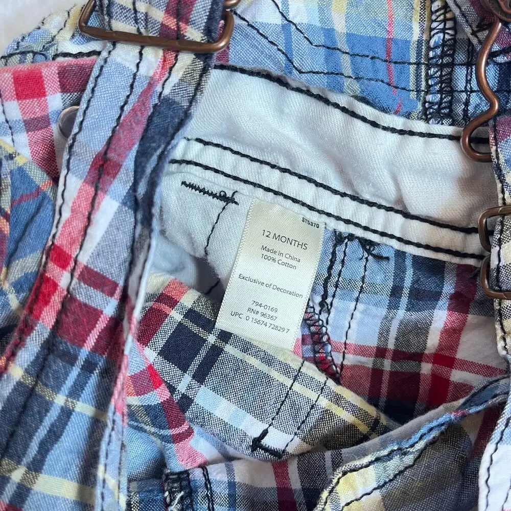 OshKosh B'gosh Baby Boy's Plaid Short Overalls 12m
